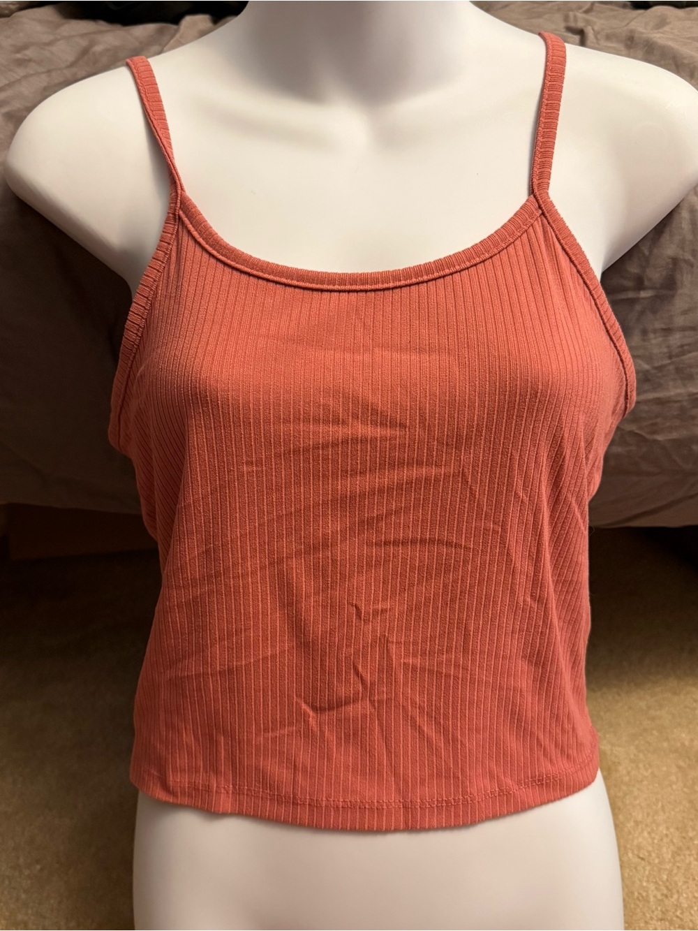 YMI Ribbed Tie-Front Two-Piece Crop Top Set - Rust - Picture 5 of 5